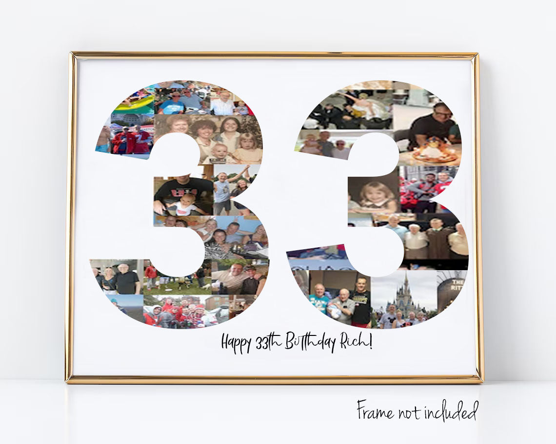33rd Birthday Photo Collage Custom Birthday Gift