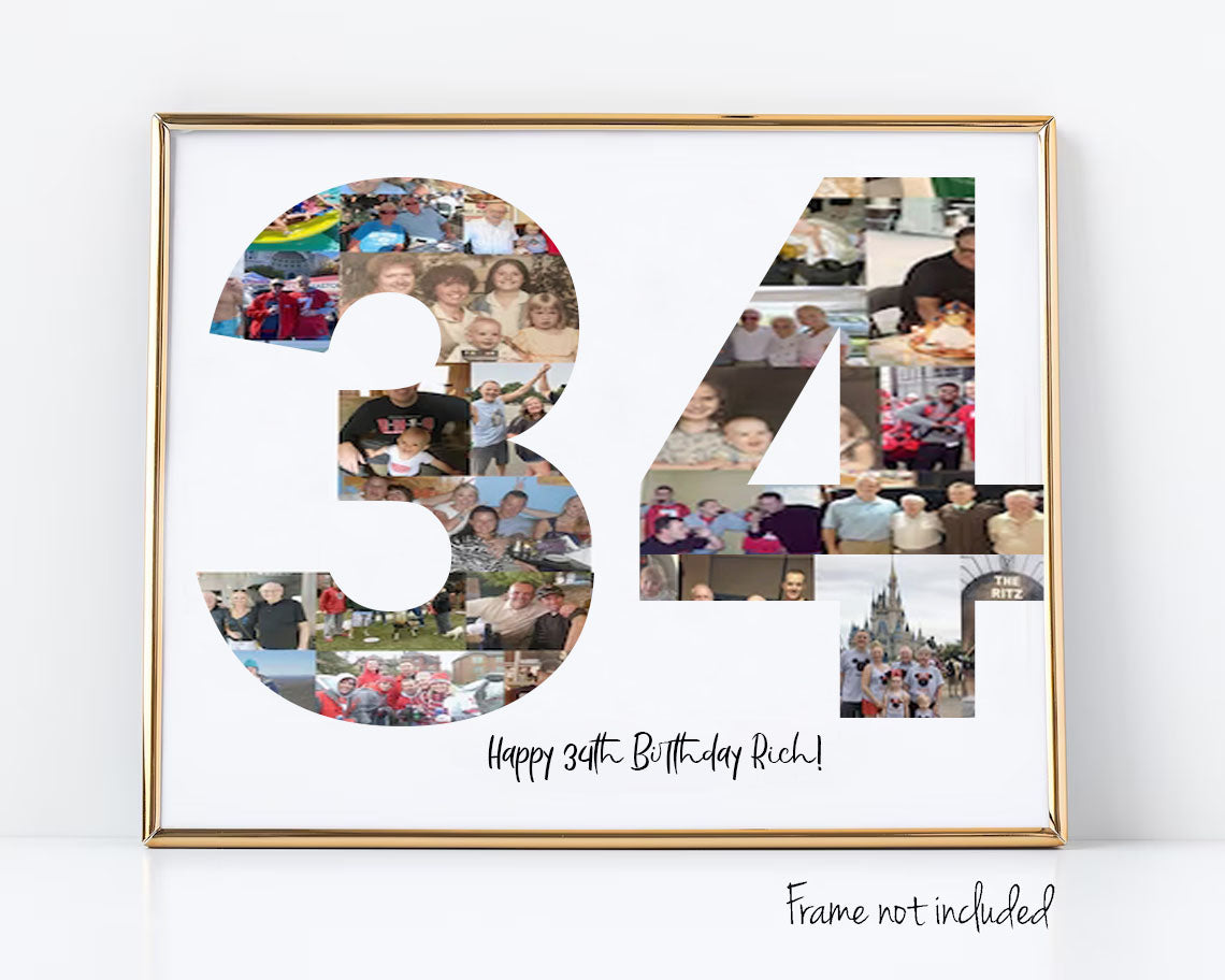34th Birthday Photo Collage Custom Birthday Gift