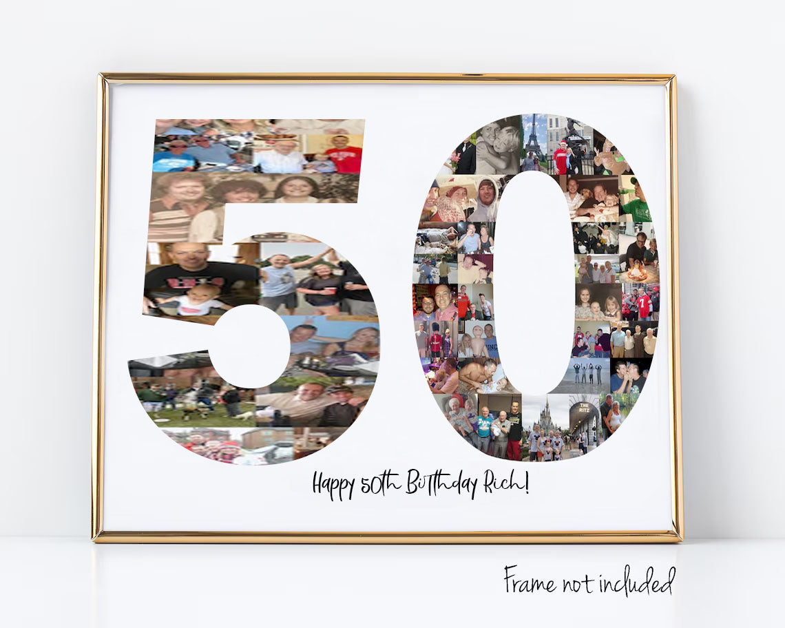 50th Birthday Photo Collage Custom Birthday Gift